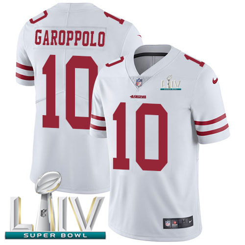 San Francisco 49ers Nike #10 Jimmy Garoppolo White Super Bowl LIV 2020 Men Stitched NFL Vapor Untouchable Limited Jersey